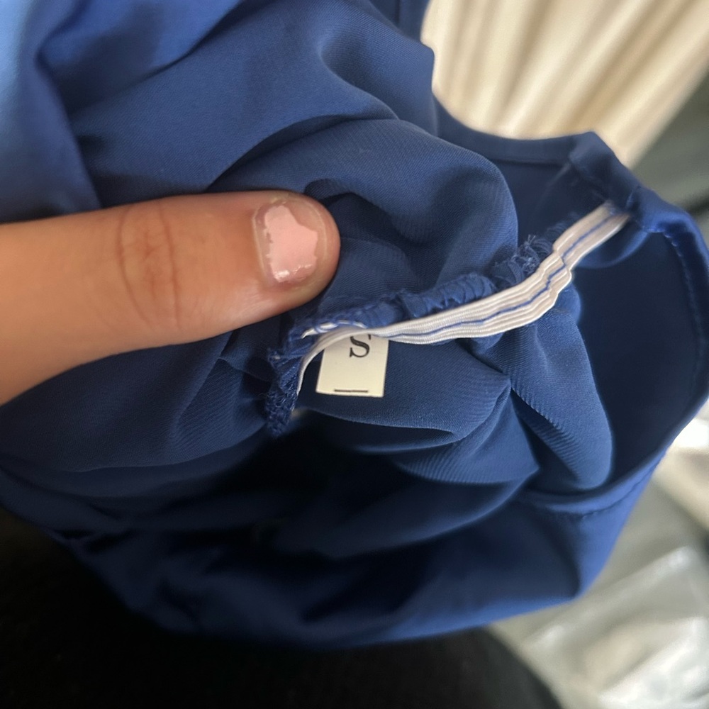 Chic Blue Dress with Ruched Design - Picture 6 of 6